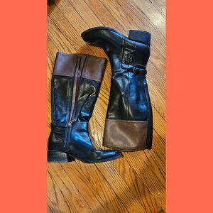 Tommy Hilfiger Black and Brown Riding Boots